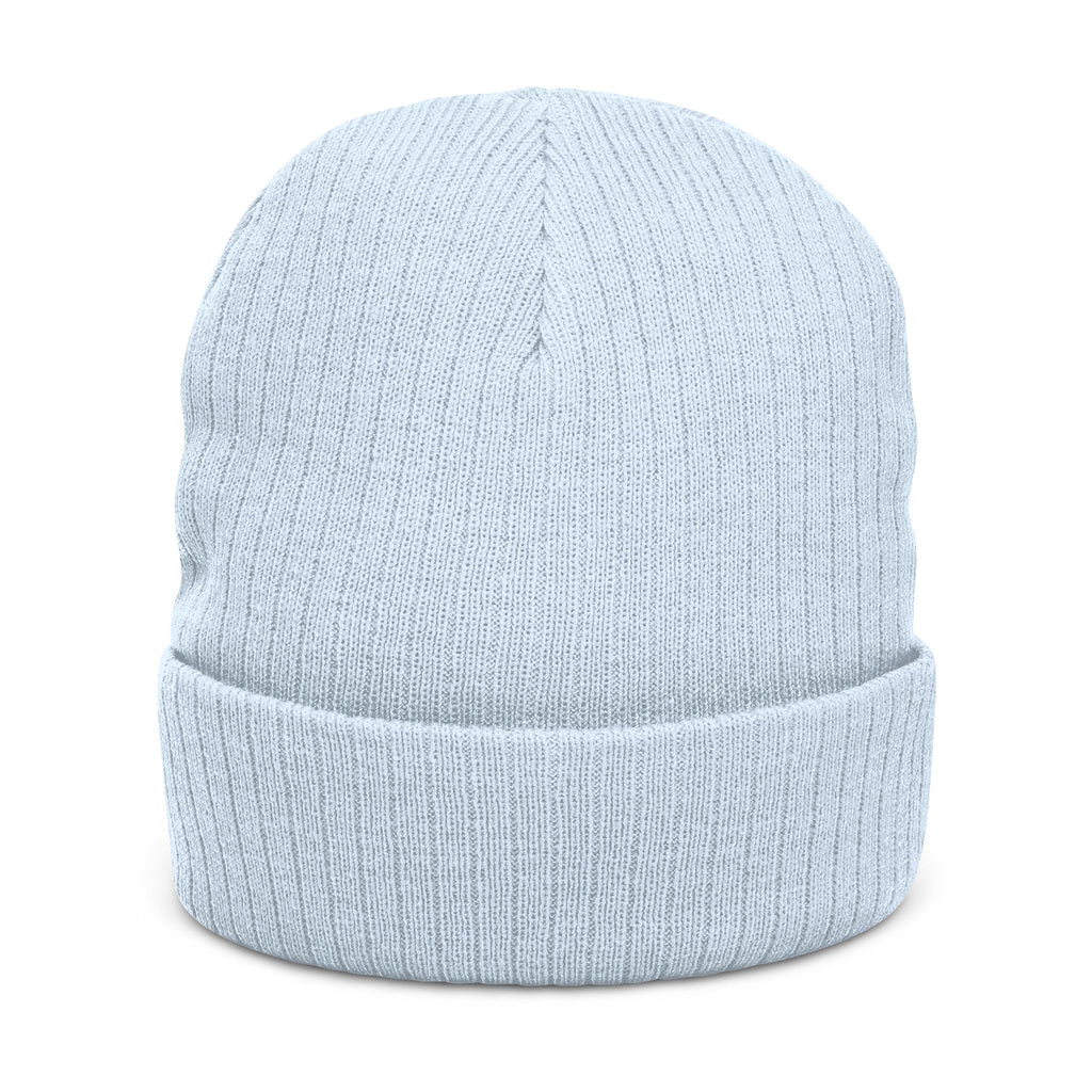 Musikfabrik Emblem Knit Beanie — Embroidered Minimal Logo Winter Hat