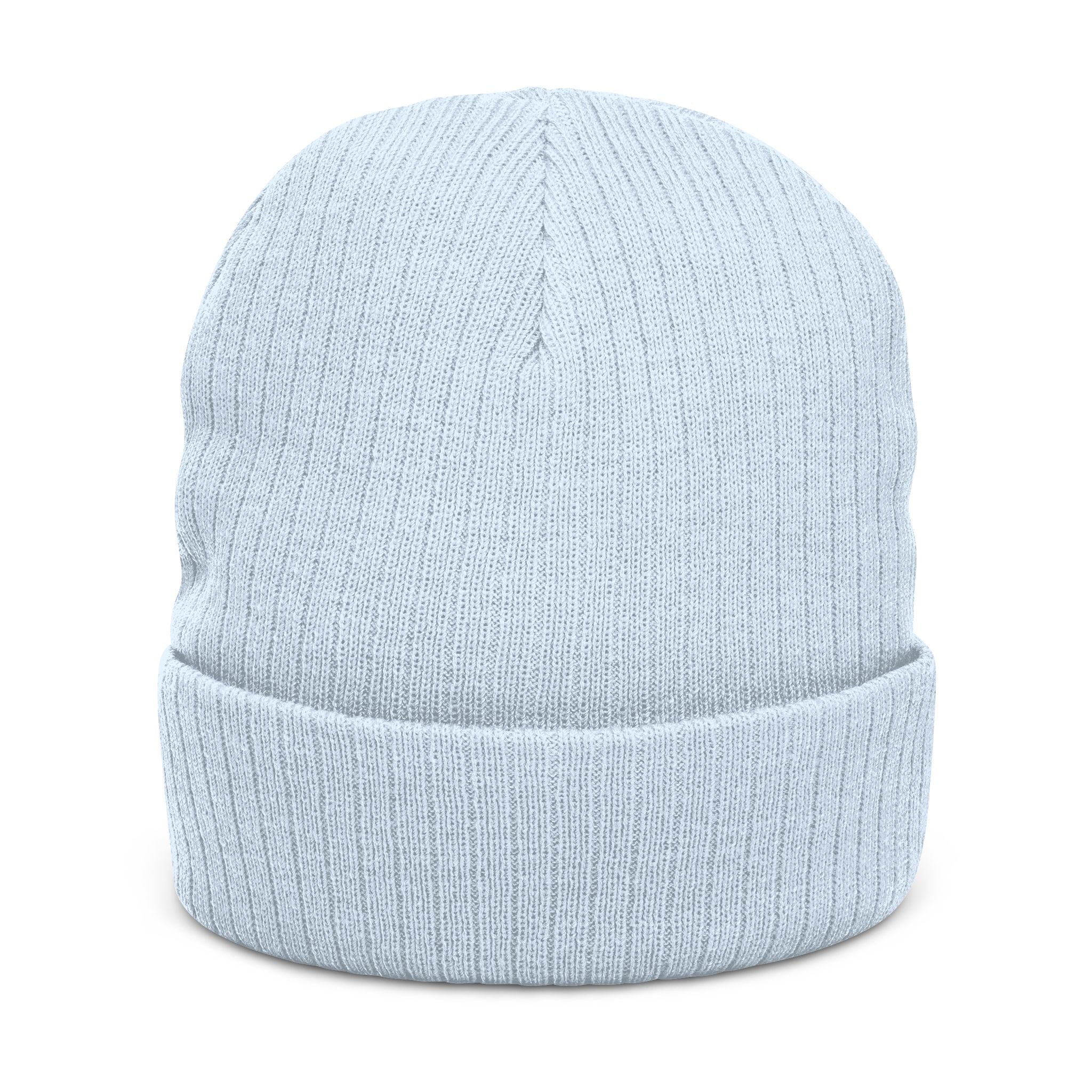 Musikfabrik Emblem Knit Beanie — Embroidered Minimal Logo Winter Hat
