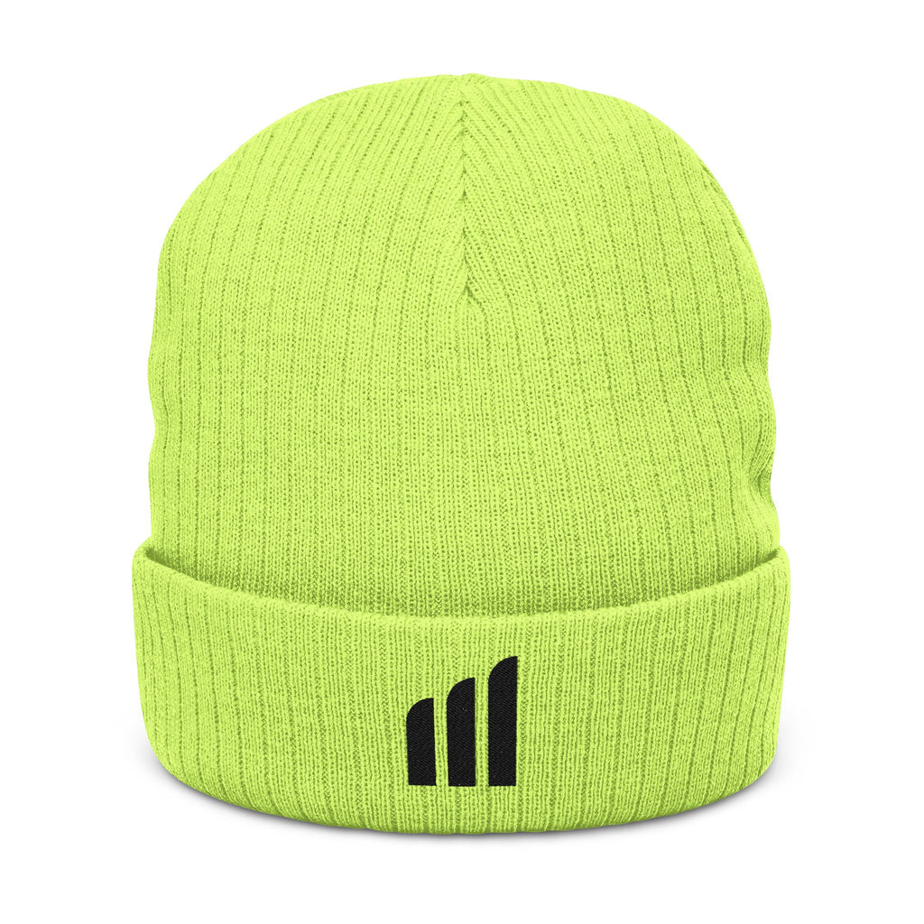 Musikfabrik Emblem Knit Beanie — Embroidered Minimal Logo Winter Hat