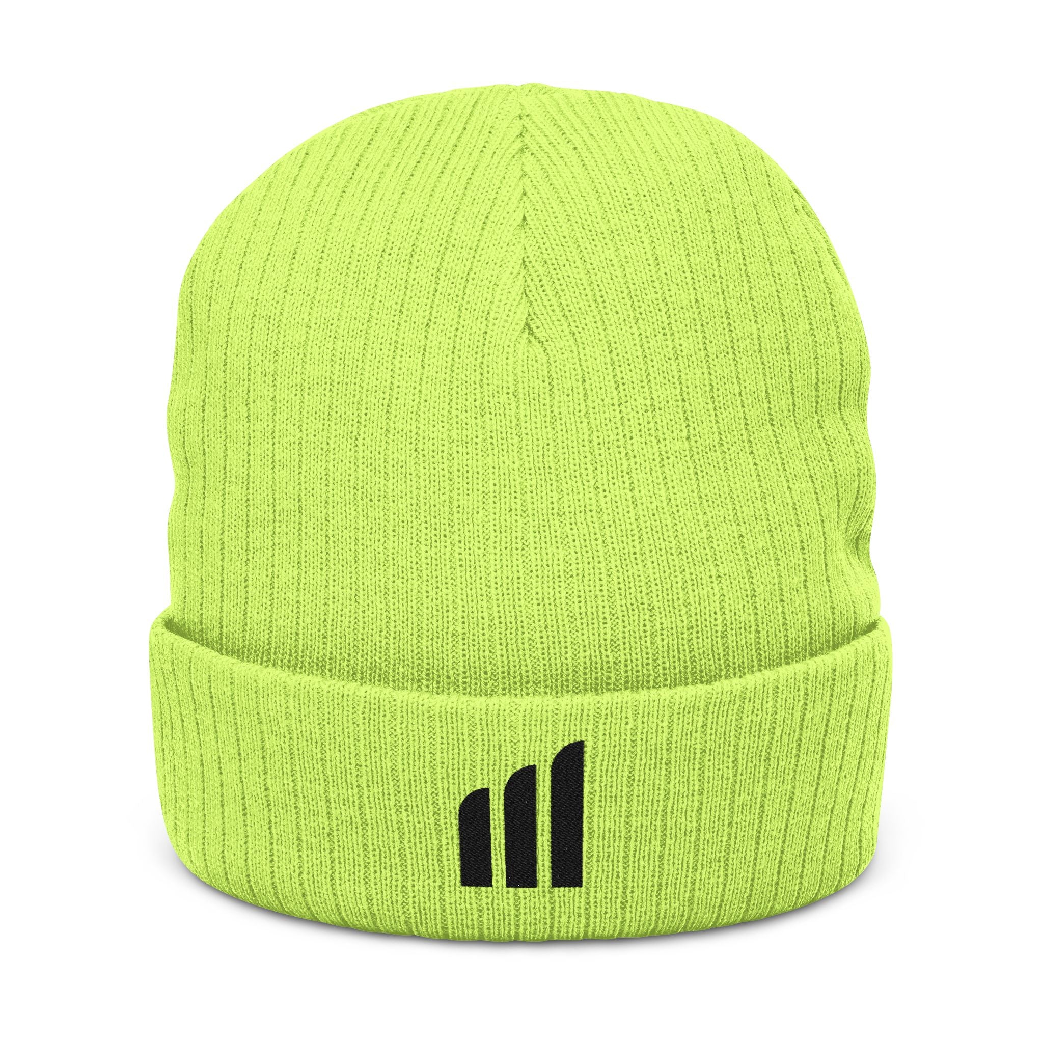 Musikfabrik Emblem Knit Beanie — Embroidered Minimal Logo Winter Hat