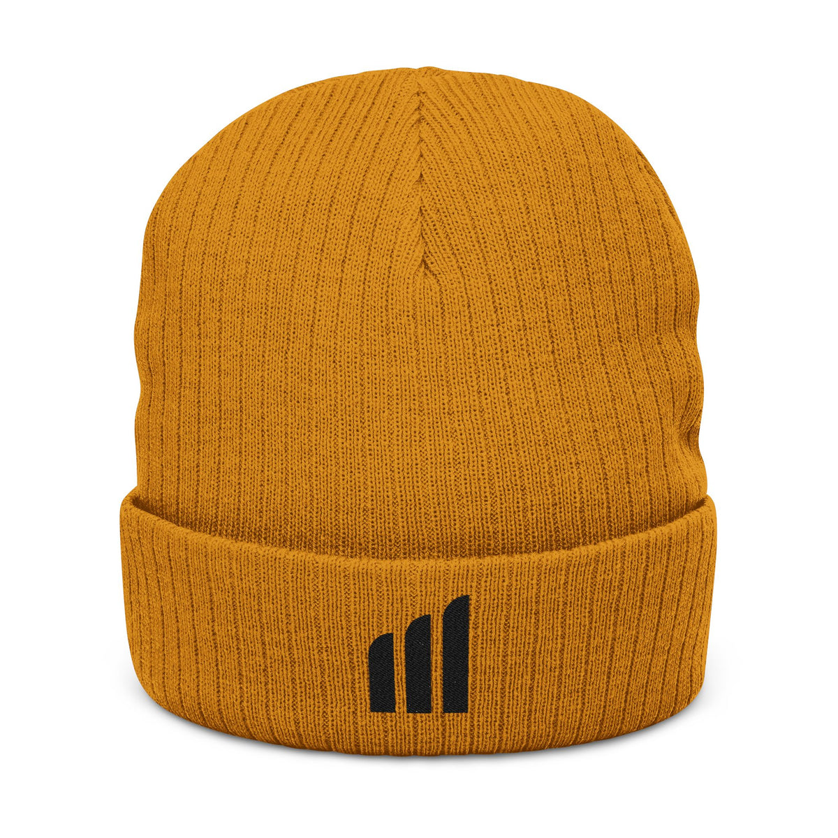 Musikfabrik Emblem Knit Beanie — Embroidered Minimal Logo Winter Hat
