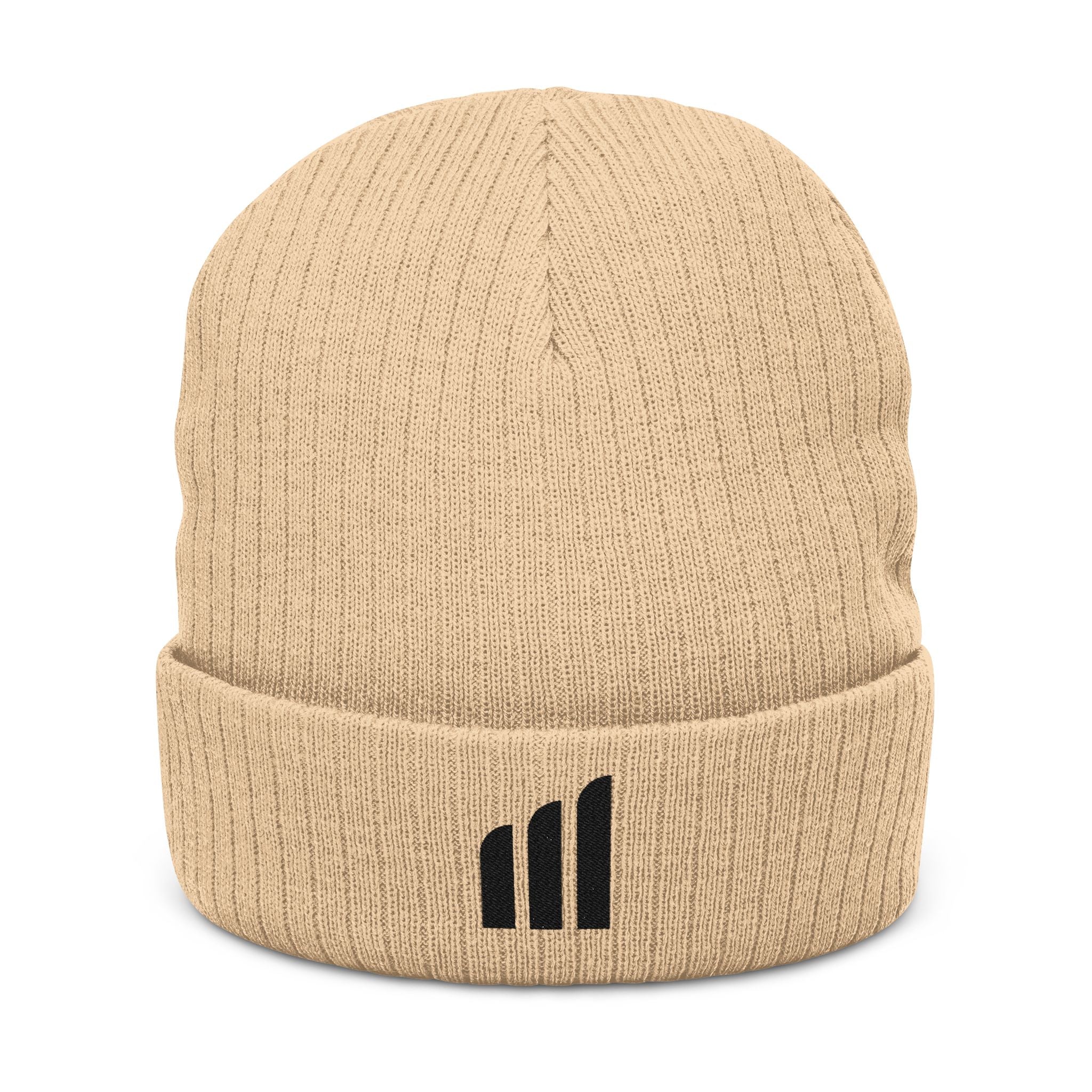 Musikfabrik Emblem Knit Beanie — Embroidered Minimal Logo Winter Hat