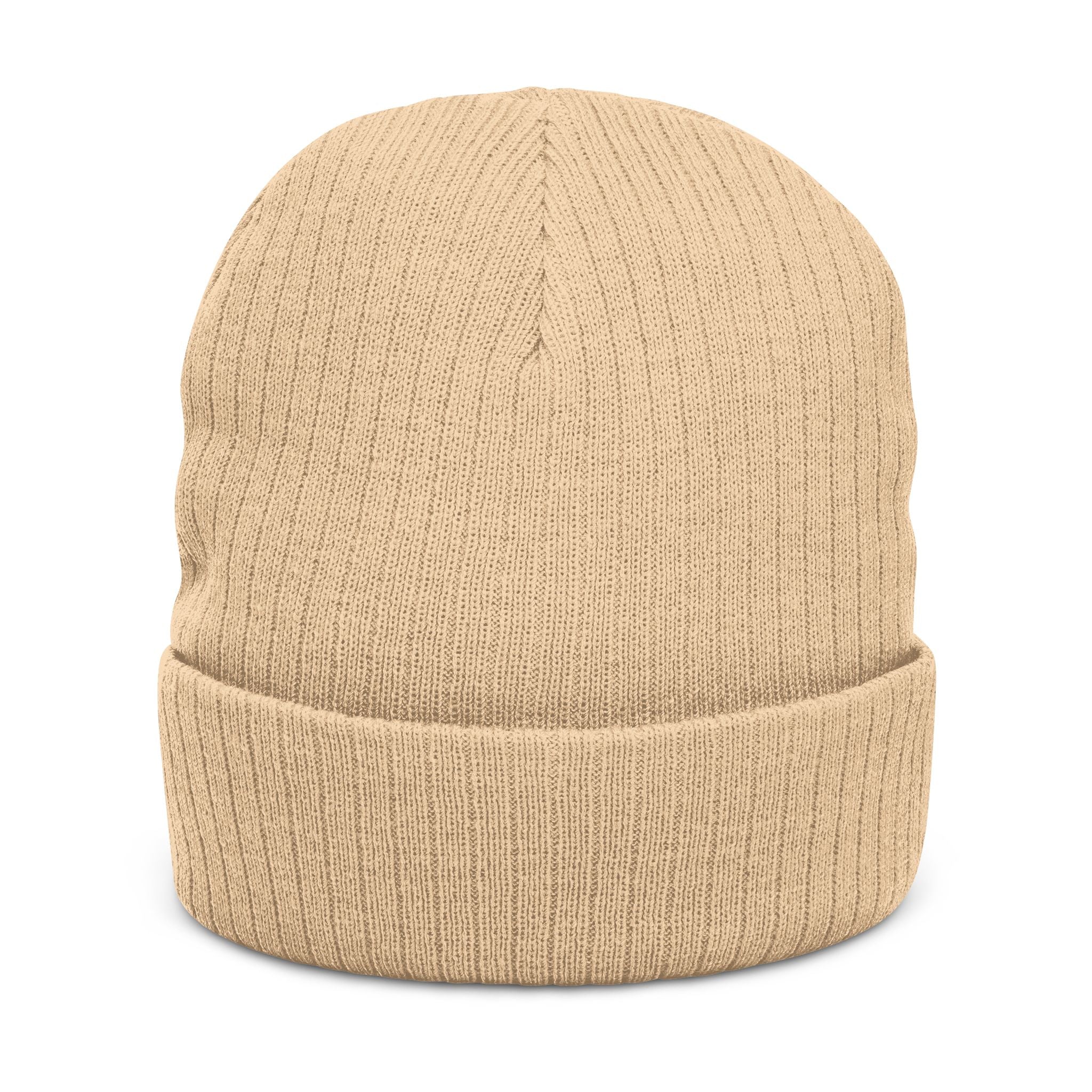 Musikfabrik Emblem Knit Beanie — Embroidered Minimal Logo Winter Hat