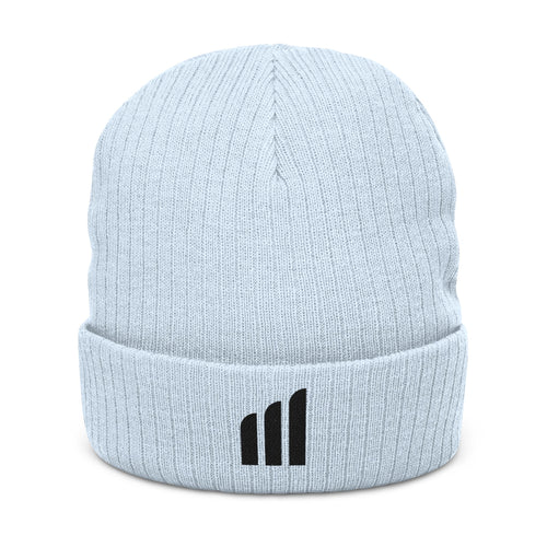 Musikfabrik Emblem Knit Beanie — Embroidered Minimal Logo Winter Hat