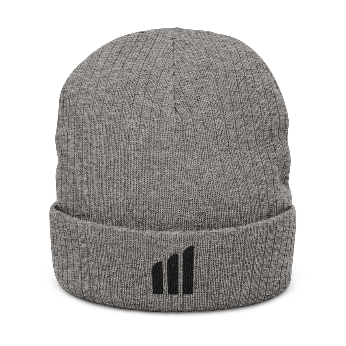 Musikfabrik Emblem Knit Beanie — Embroidered Minimal Logo Winter Hat
